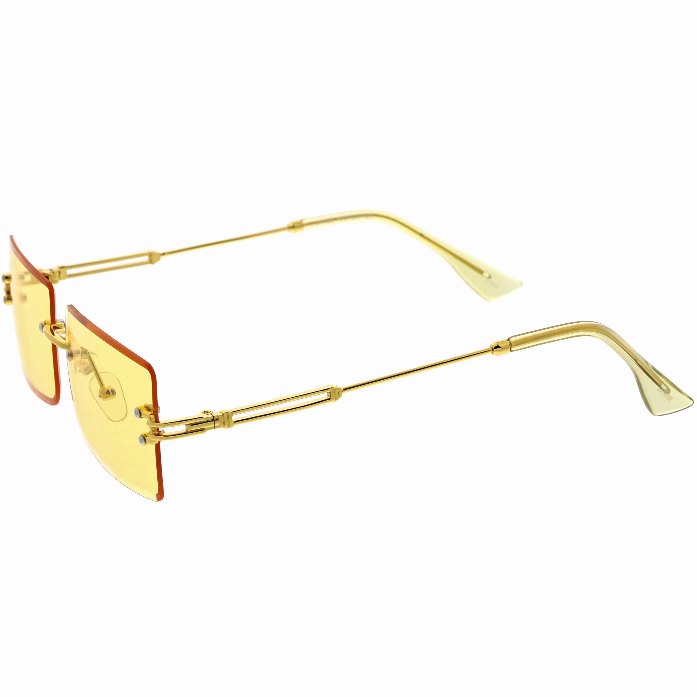 Luxe Color Tinted Bevelled Lens Metal Rectangle Sunglasses D224 from zeroUV