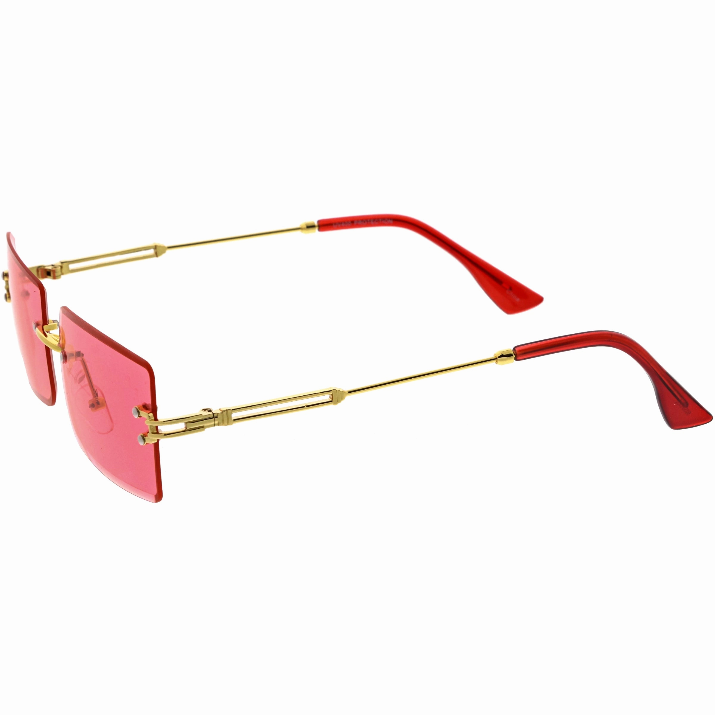 Luxe Color Tinted Bevelled Lens Metal Rectangle Sunglasses D224 from zeroUV