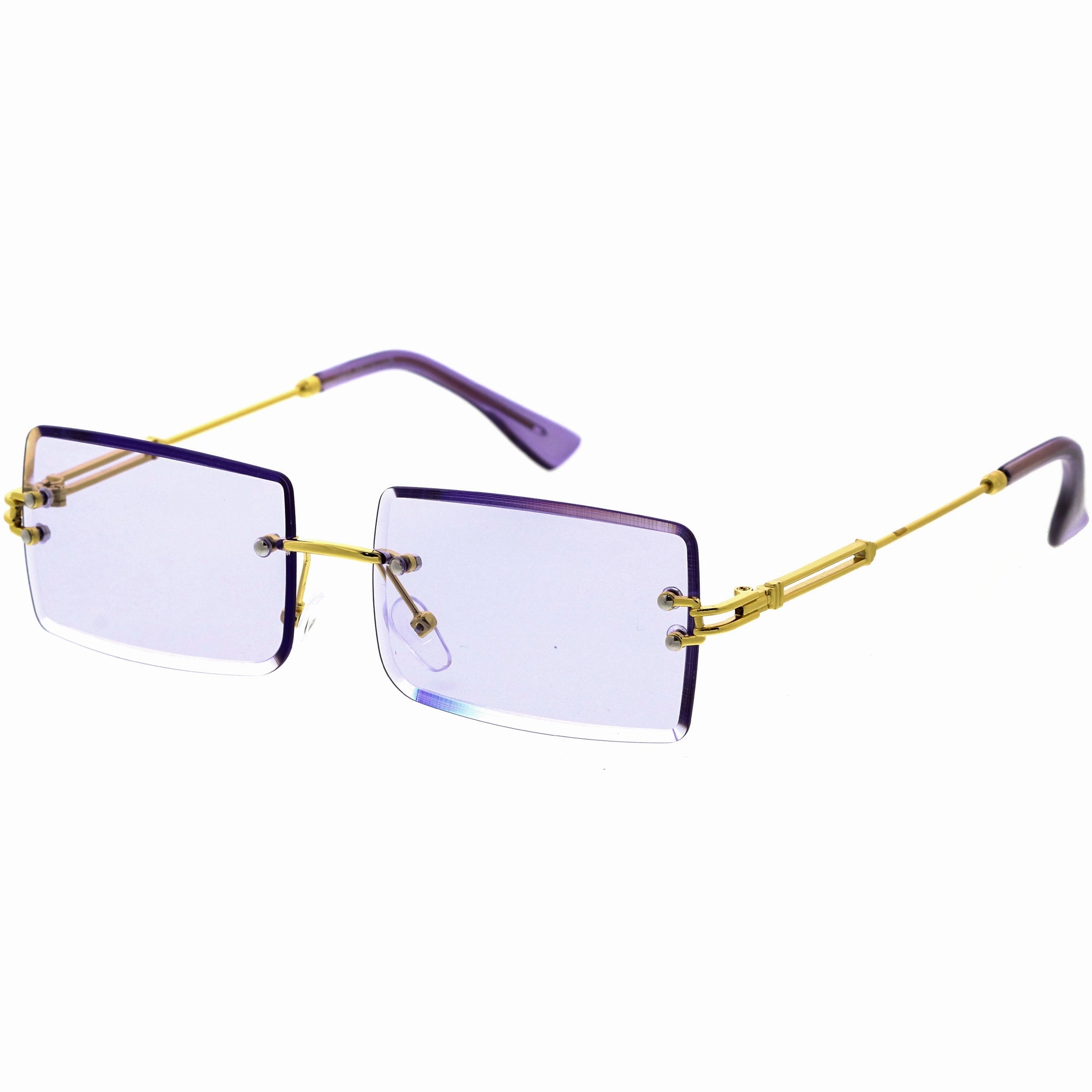 Luxe Color Tinted Bevelled Lens Metal Rectangle Sunglasses D224 from zeroUV