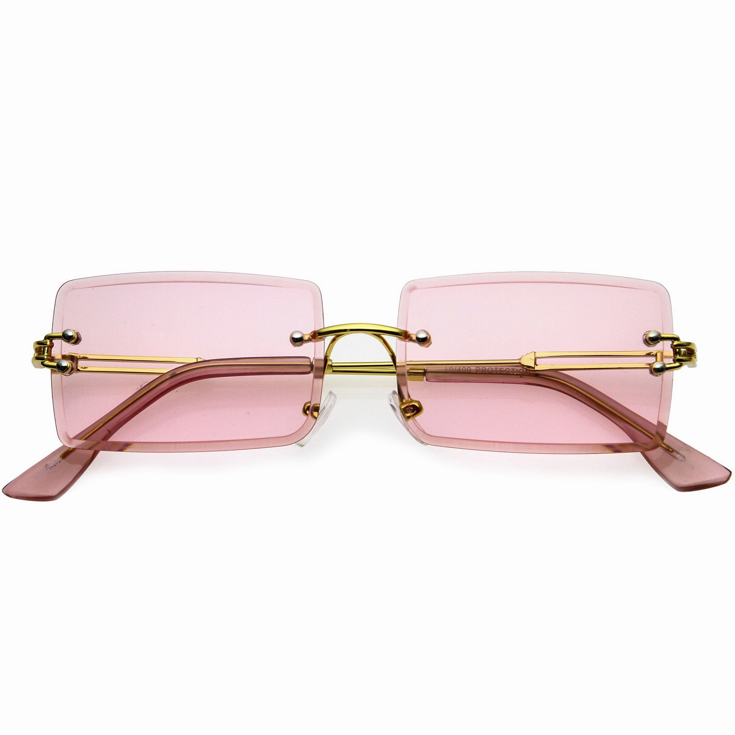 Luxe Color Tinted Bevelled Lens Metal Rectangle Sunglasses D224 from zeroUV