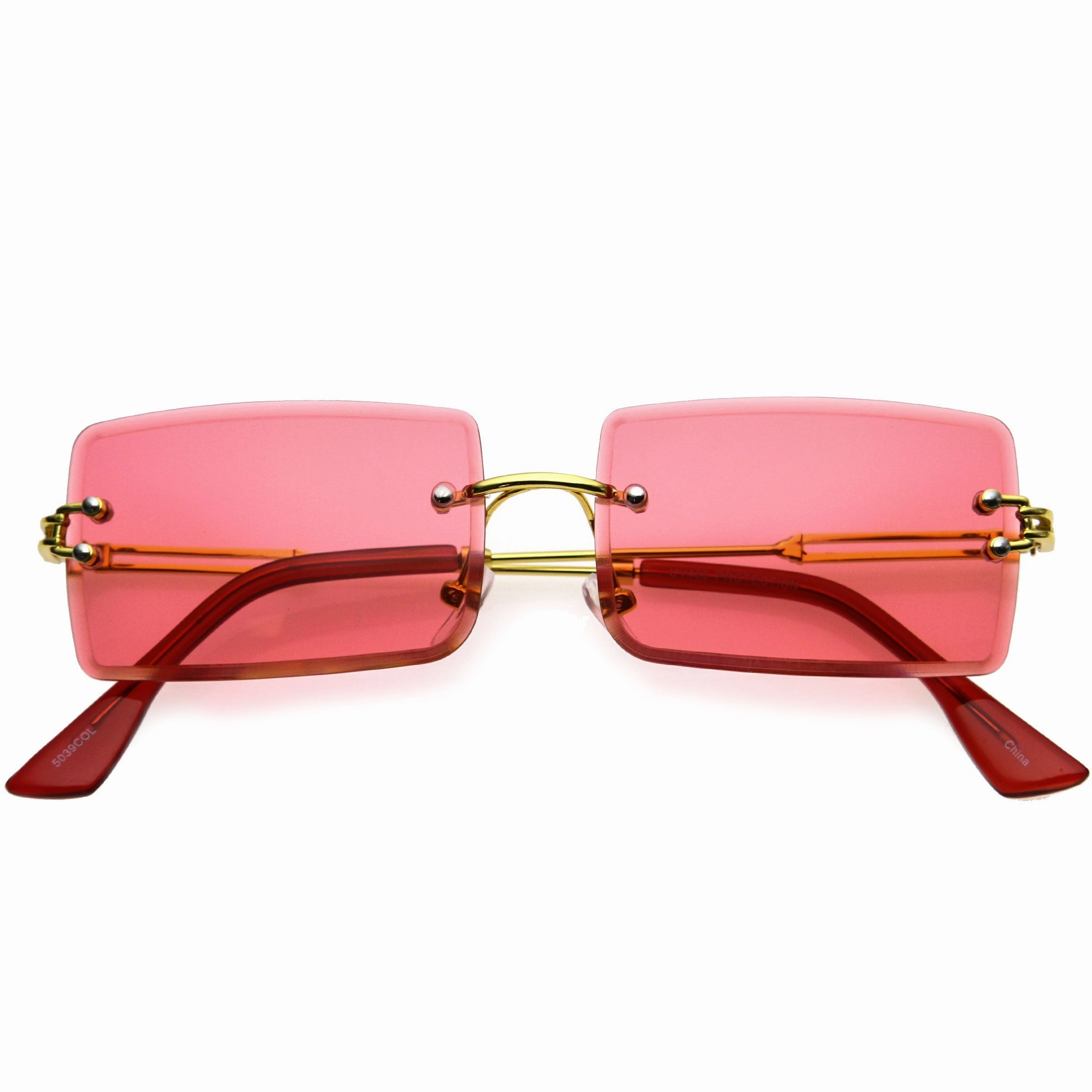 Luxe Color Tinted Bevelled Lens Metal Rectangle Sunglasses D224 from zeroUV