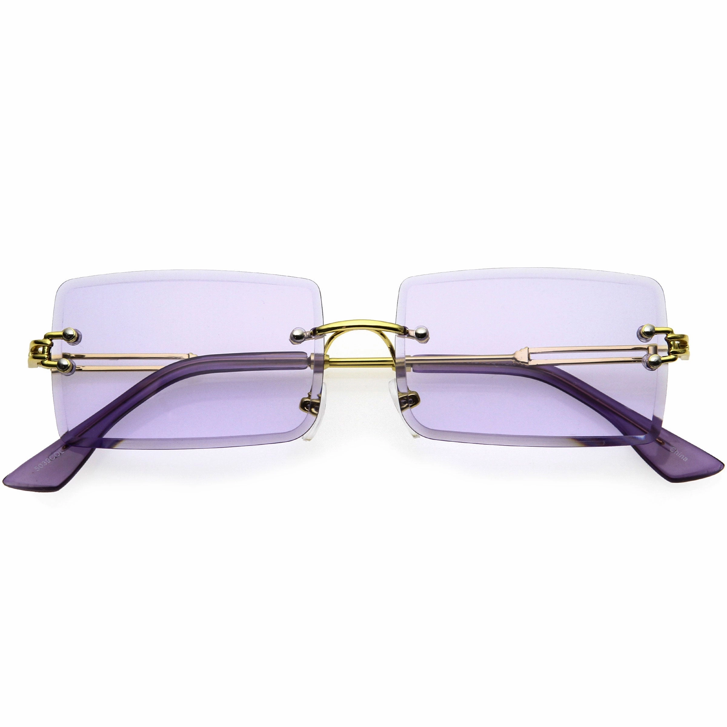 Luxe Color Tinted Bevelled Lens Metal Rectangle Sunglasses D224 from zeroUV