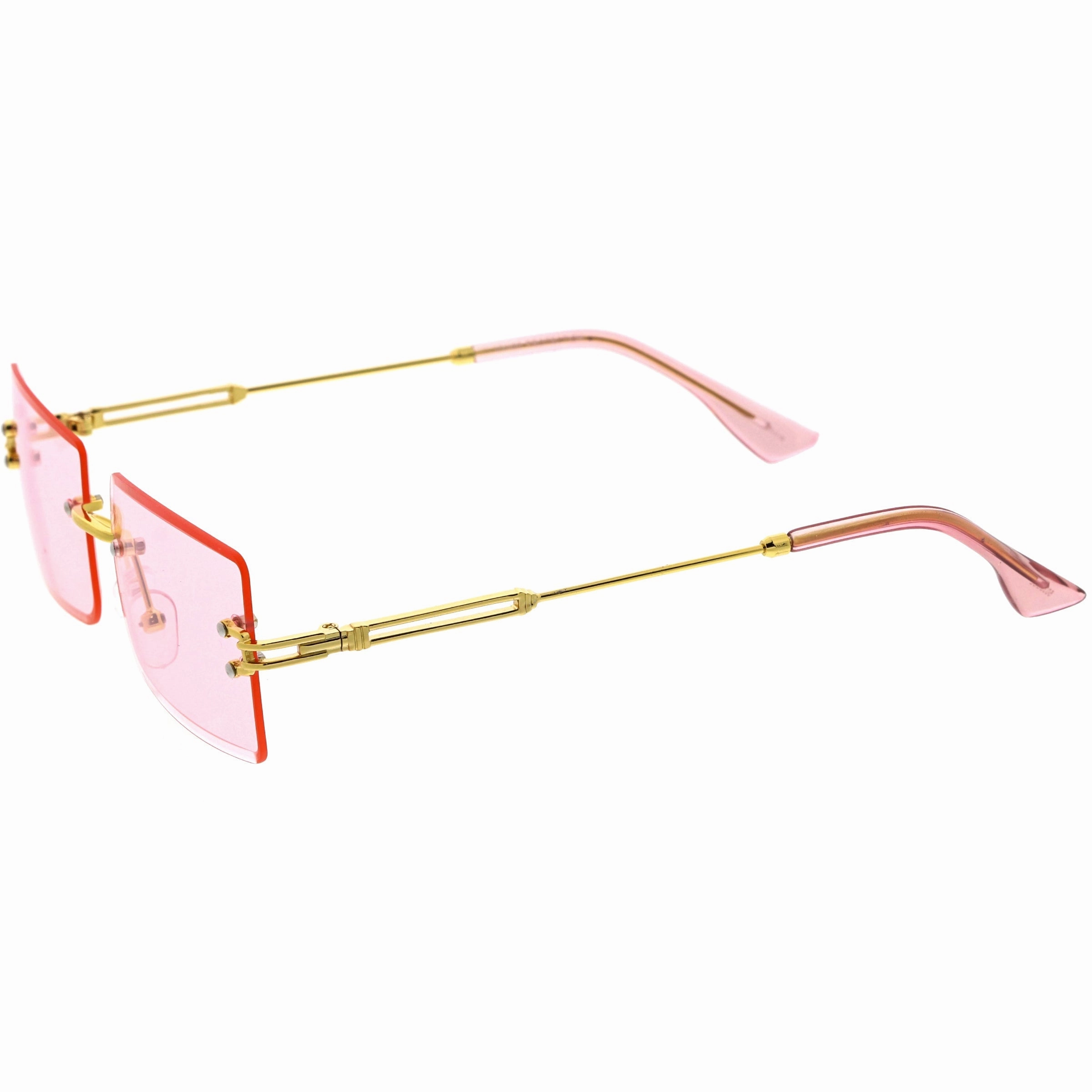 Luxe Color Tinted Bevelled Lens Metal Rectangle Sunglasses D224 from zeroUV