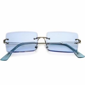 Luxe Color Tinted Bevelled Lens Metal Rectangle Sunglasses D224 from zeroUV