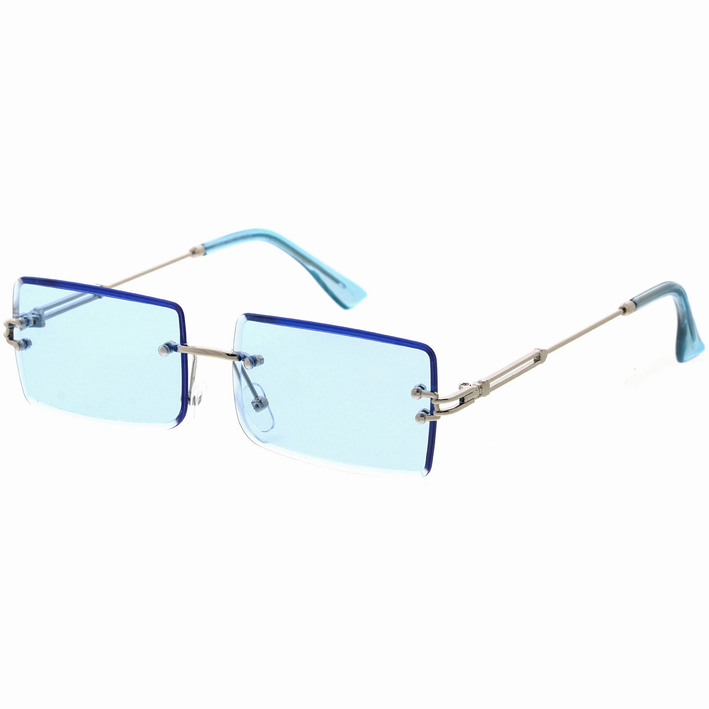 Luxe Color Tinted Bevelled Lens Metal Rectangle Sunglasses D224 from zeroUV