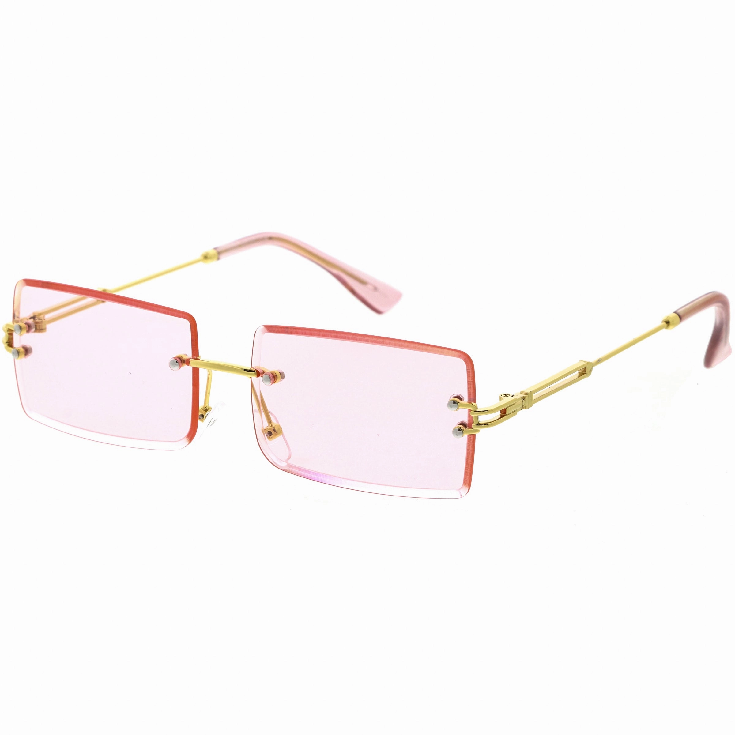 Luxe Color Tinted Bevelled Lens Metal Rectangle Sunglasses D224 from zeroUV