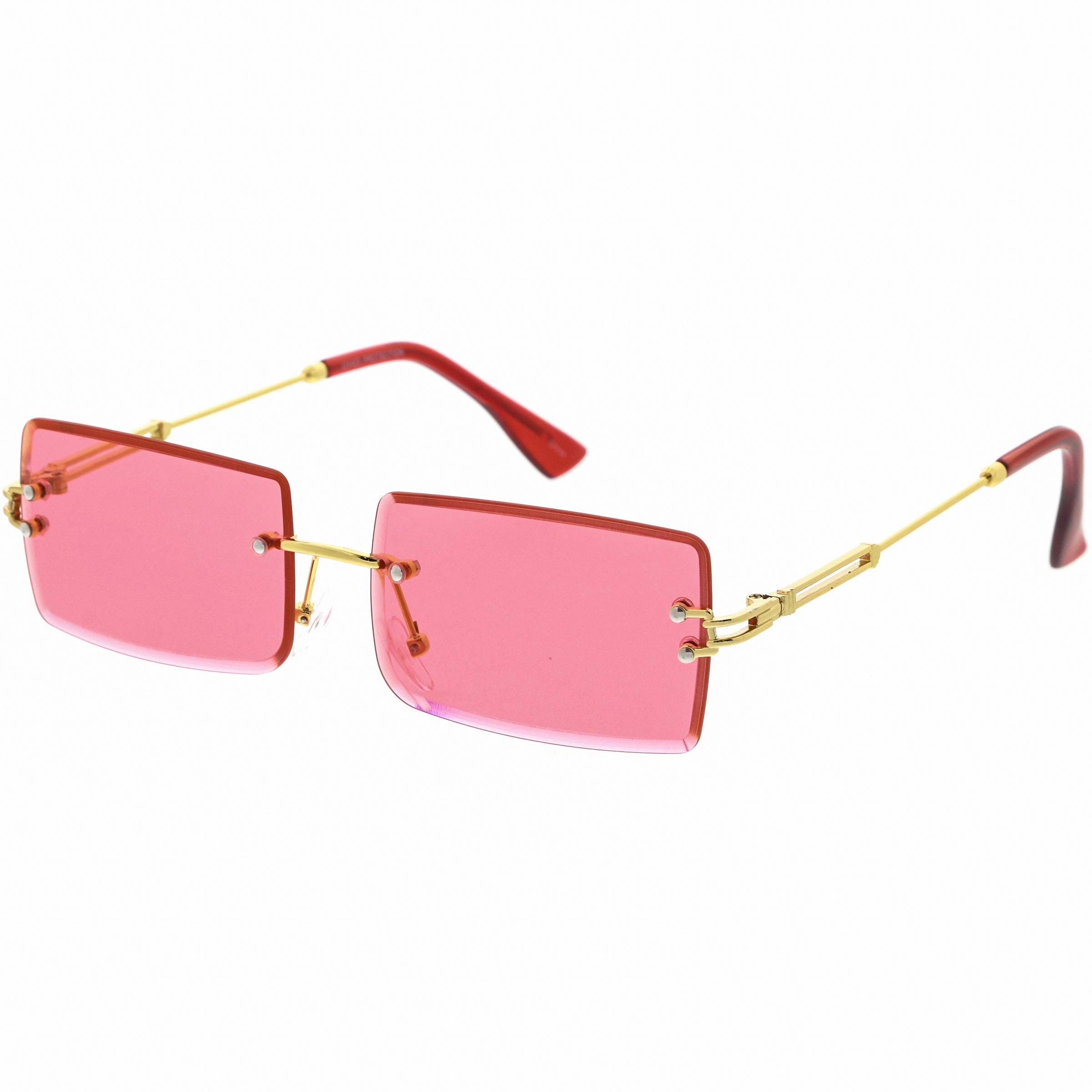 Luxe Color Tinted Bevelled Lens Metal Rectangle Sunglasses D224 from zeroUV