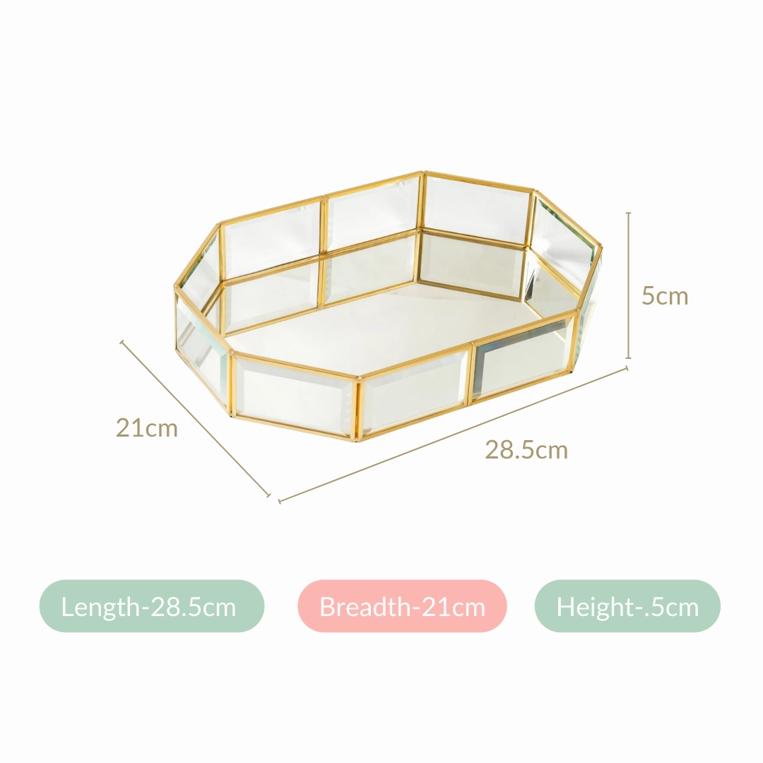 Luxe Geometric Mirror Vanity Tray Gold