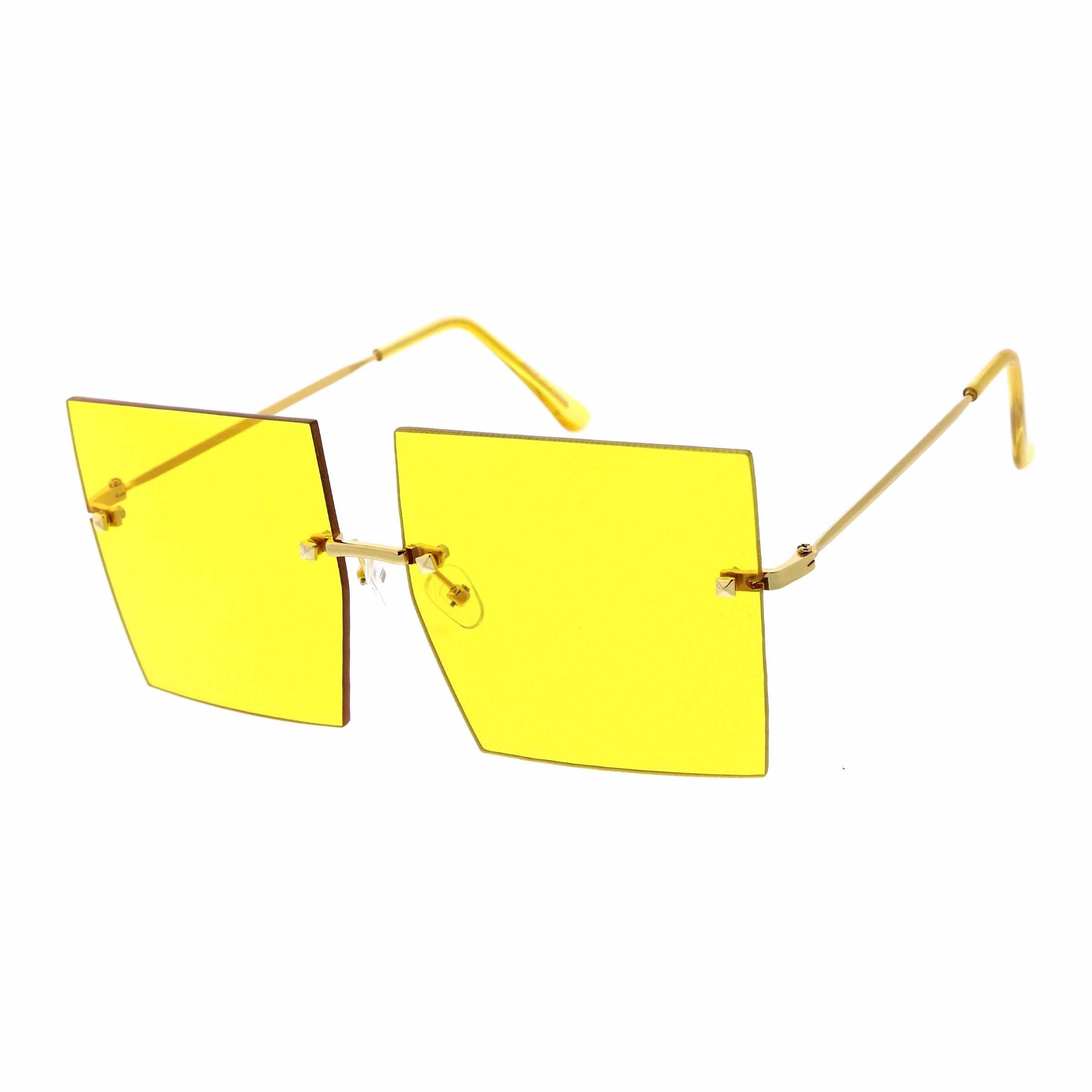 Luxe Rimless Studded Accent Oversize Square Sunglasses D124