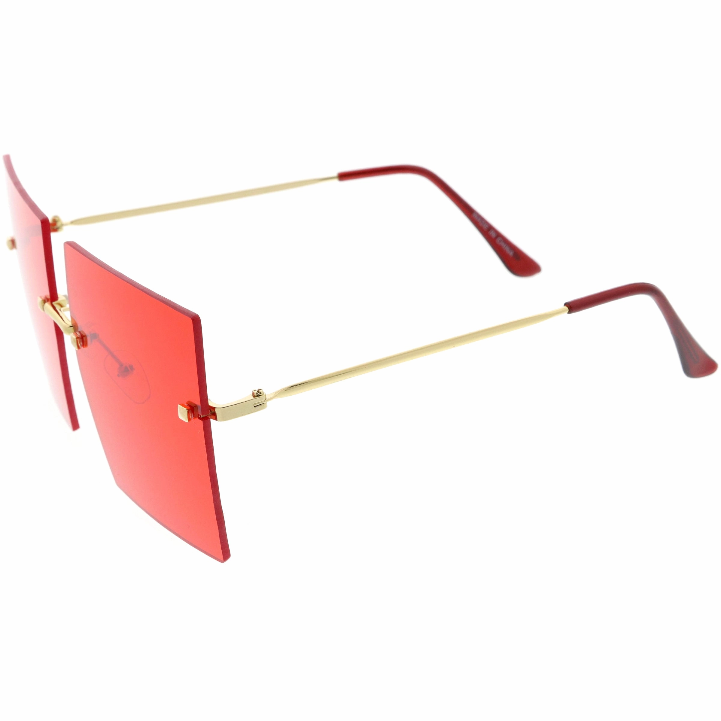 Luxe Rimless Studded Accent Oversize Square Sunglasses D124