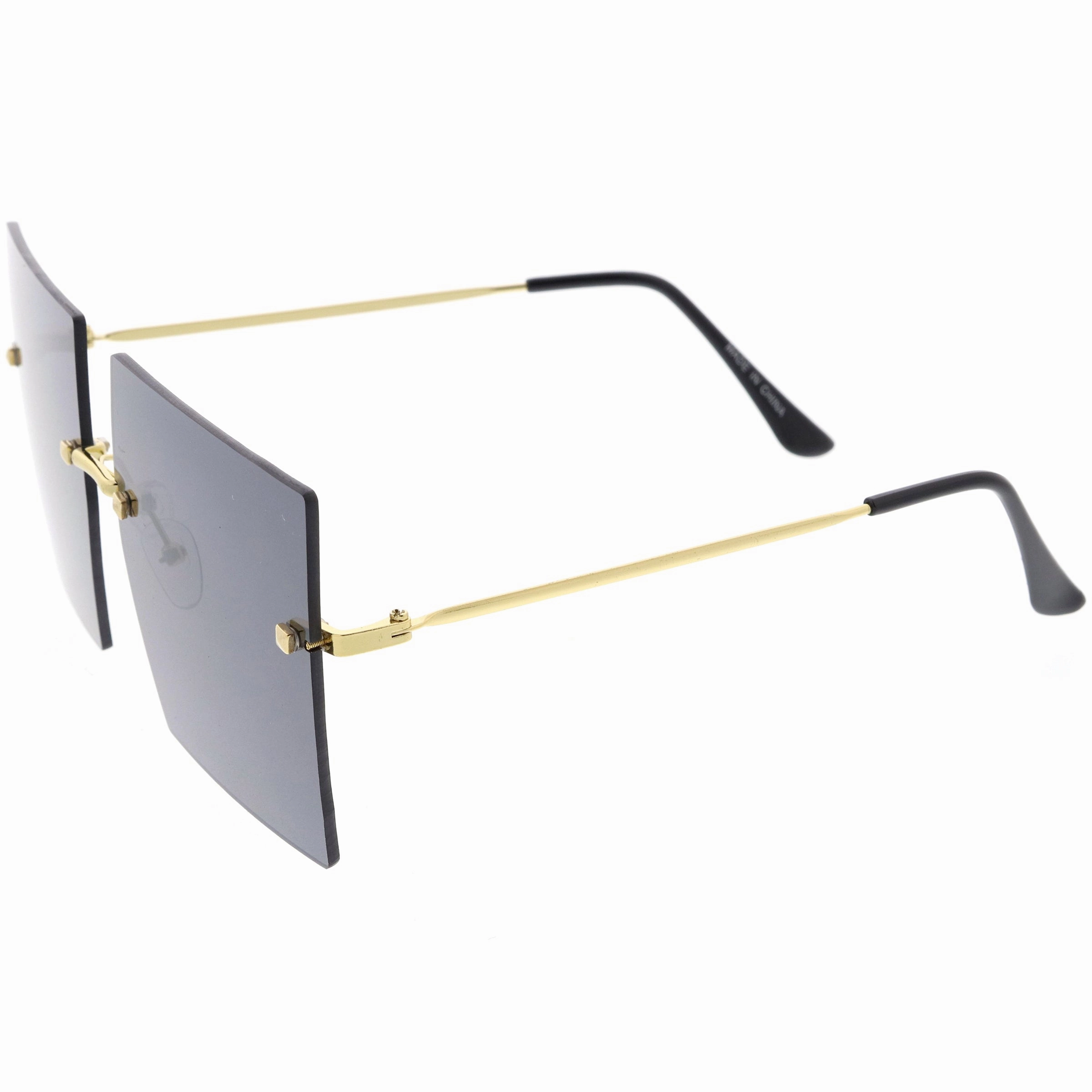 Luxe Rimless Studded Accent Oversize Square Sunglasses D124