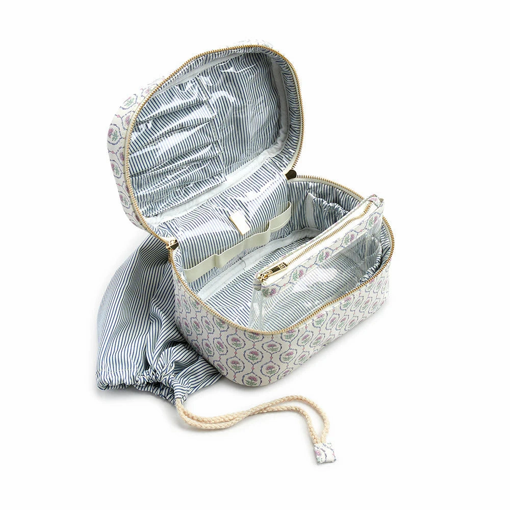 LUXE TRAIN 2 - Cosmetic Case ANTIBES with Navy Pinstripe Liner