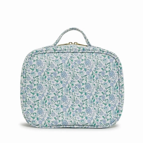 LUXE TRVL2 Cosmetic Toiletry Case - HAMPTONS FLORAL with Chambray Pinstripe Liner