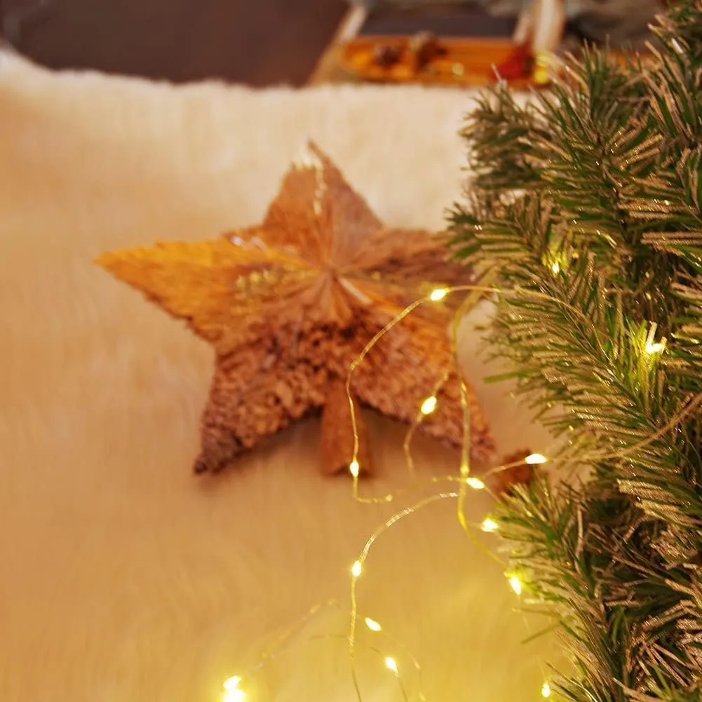 Luxury Christmas Tree Topper Handmade Star Xmas Tree Decoration Unique Stars Light Pink Gold Toppers Indoor Decorations Outdoor Ornaments (Rose, M (8 inches))