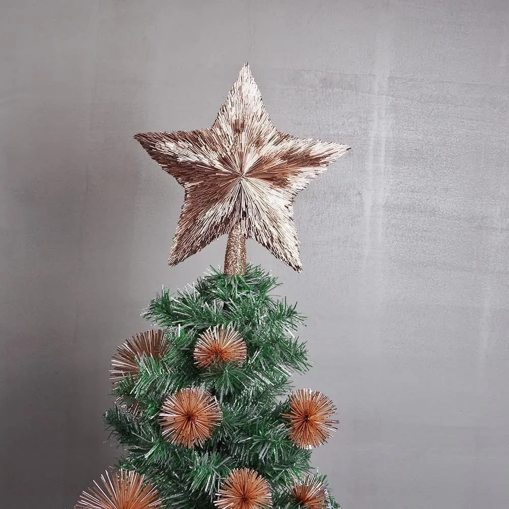 Luxury Christmas Tree Topper Handmade Star Xmas Tree Decoration Unique Stars Light Pink Gold Toppers Indoor Decorations Outdoor Ornaments (Rose, M (8 inches))