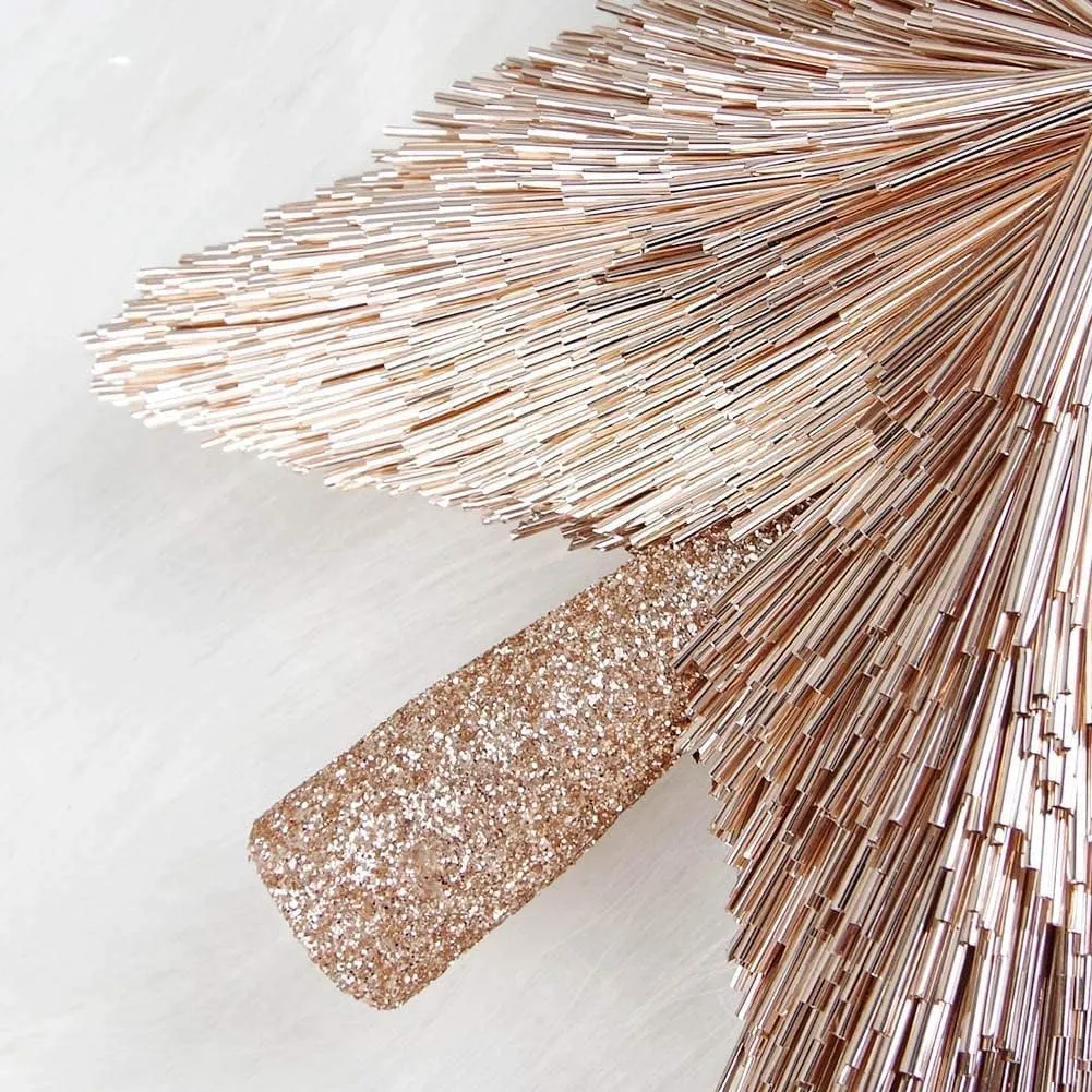 Luxury Christmas Tree Topper Handmade Star Xmas Tree Decoration Unique Stars Light Pink Gold Toppers Indoor Decorations Outdoor Ornaments (Rose, M (8 inches))