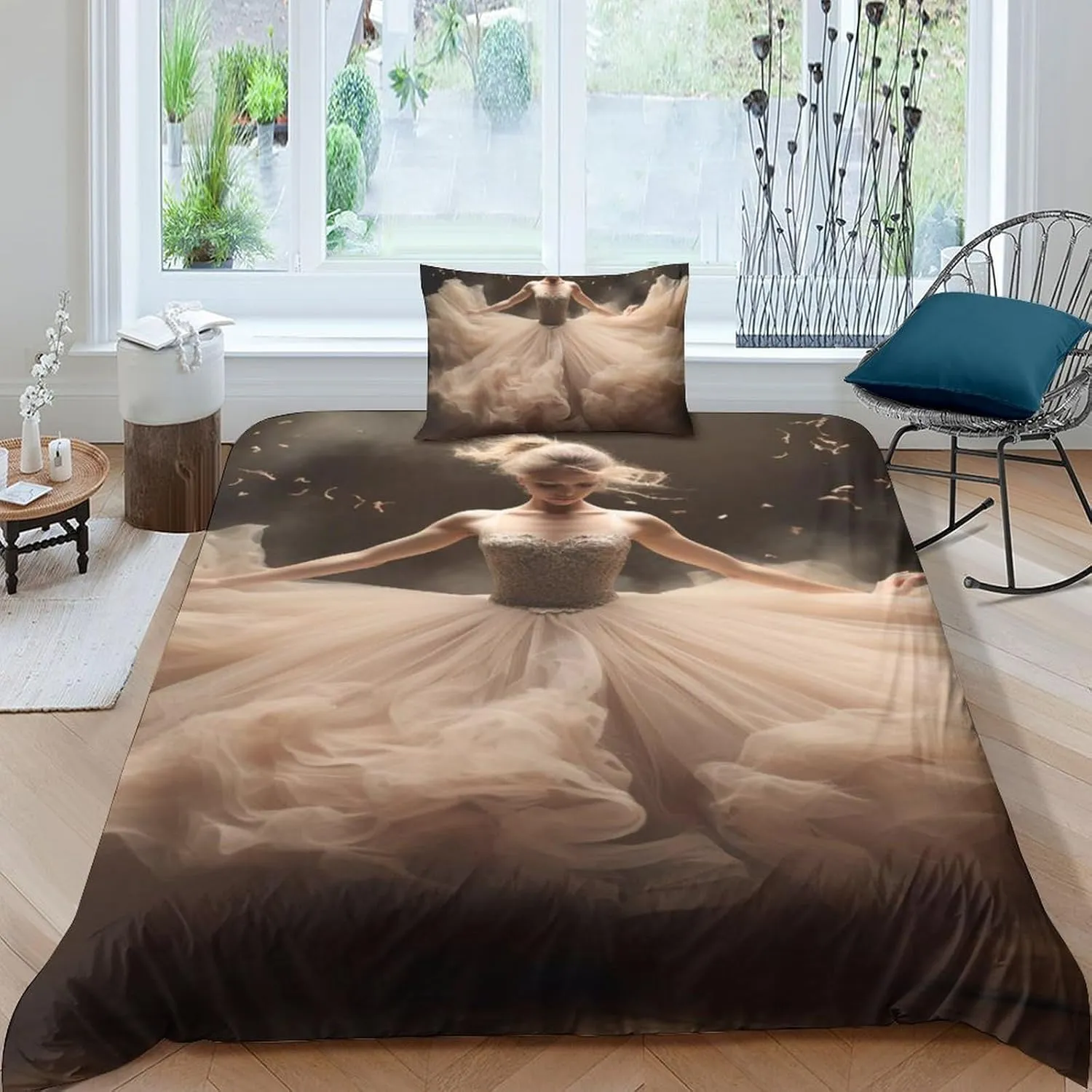 LVTFCO 3D Dancers Printed Duvet Cover Set Cozy Comforter Cover Soft Quilt Cover Hypoallergenic Ballet Beauty Bedding for Boys Girls and Kids Luxe Bedroom Decor Twin（173x218cm）