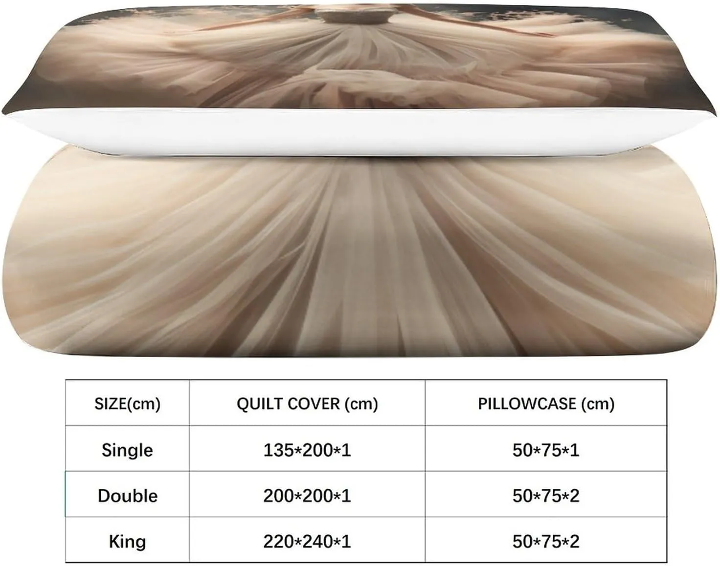 LVTFCO Luxe Beautiful Dancer Duvet Cover Washable Bedding Set 3D Printed 3Pcs Skin-Friendly Ballet Quilt Pillowcase Bedding for Home Textiles Decor Microfiber Twin（173x218cm） Comforter Cover