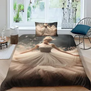 LVTFCO Luxe Beautiful Dancer Duvet Cover Washable Bedding Set 3D Printed 3Pcs Skin-Friendly Ballet Quilt Pillowcase Bedding for Home Textiles Decor Microfiber Twin（173x218cm） Comforter Cover