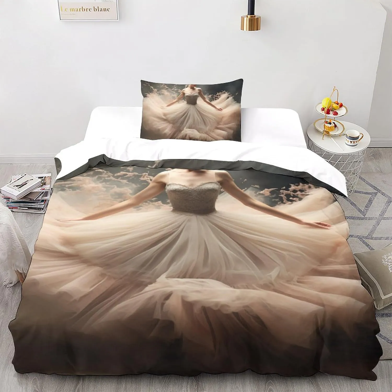 LVTFCO Luxe Beautiful Dancer Duvet Cover Washable Bedding Set 3D Printed 3Pcs Skin-Friendly Ballet Quilt Pillowcase Bedding for Home Textiles Decor Microfiber Twin（173x218cm） Comforter Cover
