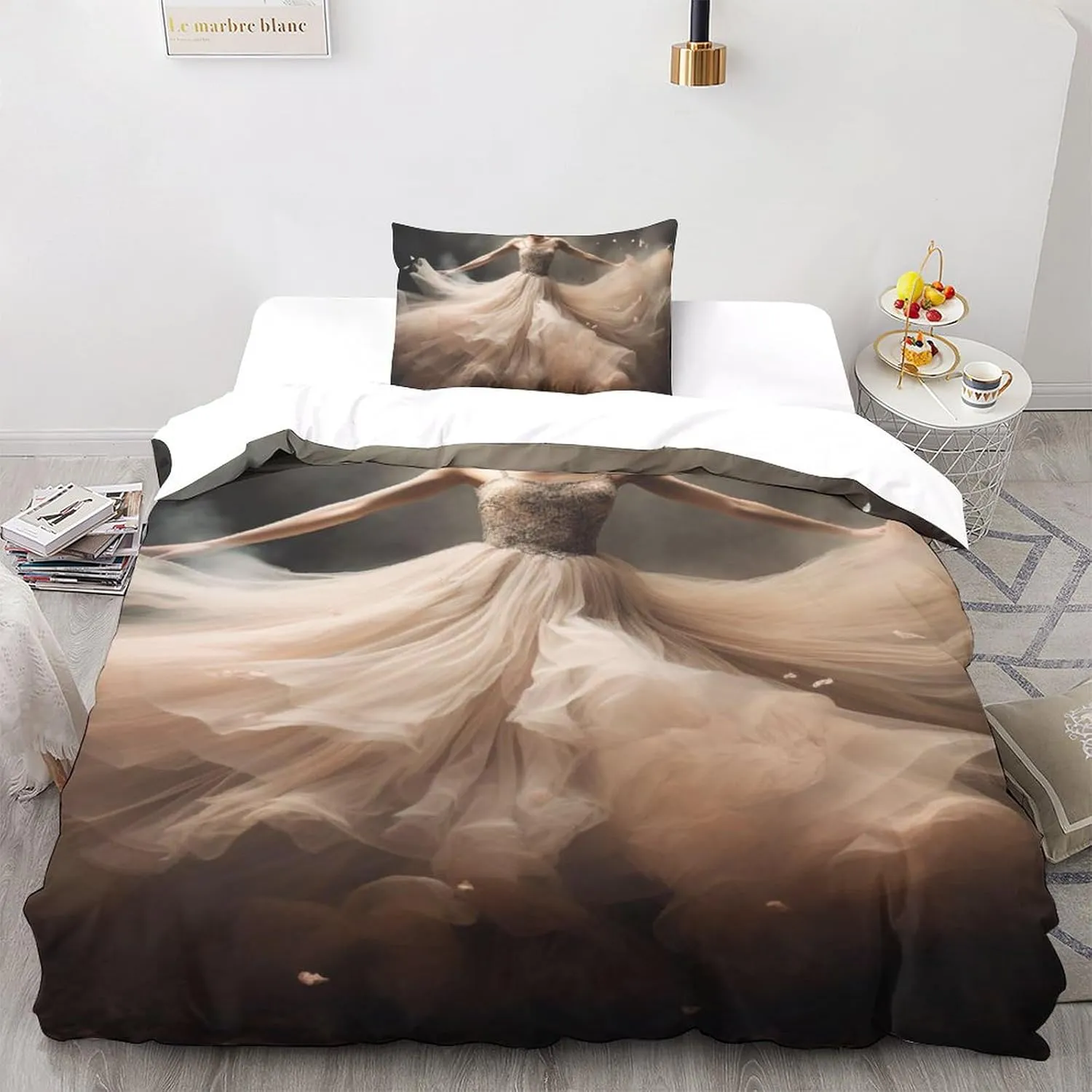 LVTFCO Skin-Friendly Ballet Beauty Bedding Set Cozy Quilt Cover 3D Printed Duvet Cover Luxe Dancers Comforter Covers with Pillowcases Microfiber for Boys and Girls 3 Pieces Twin（173x218cm）