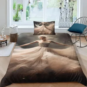 LVTFCO Skin-Friendly Ballet Beauty Bedding Set Cozy Quilt Cover 3D Printed Duvet Cover Luxe Dancers Comforter Covers with Pillowcases Microfiber for Boys and Girls 3 Pieces Twin（173x218cm）