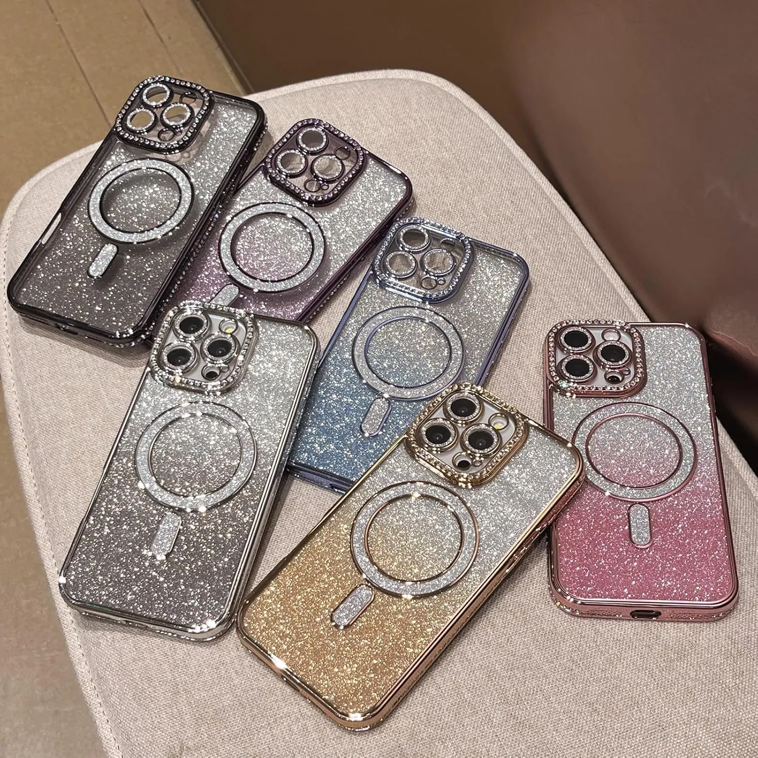 LXK Magnetic Glitter Case for iPhone 16 Pro 6.3" [Compatible with MagSafe] Military-Grade Protection, Clear Cute Glitter Bling Cover Sparkle Diamond Camera Protector Cover for Women Girls, Blue