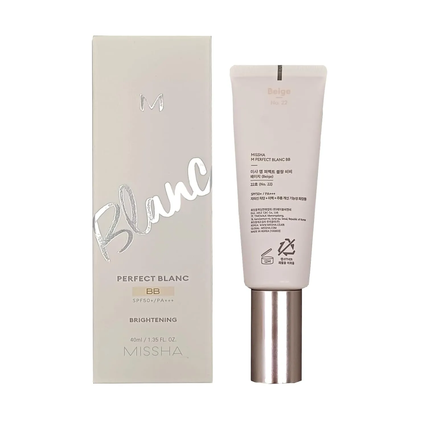 M Perfect Blanc BB Creams, SPF50  PA   , Flawless Coverage, Easy Application for All Skin Types BB Creams 1.35fl.oz.(NO. 22 Beige)