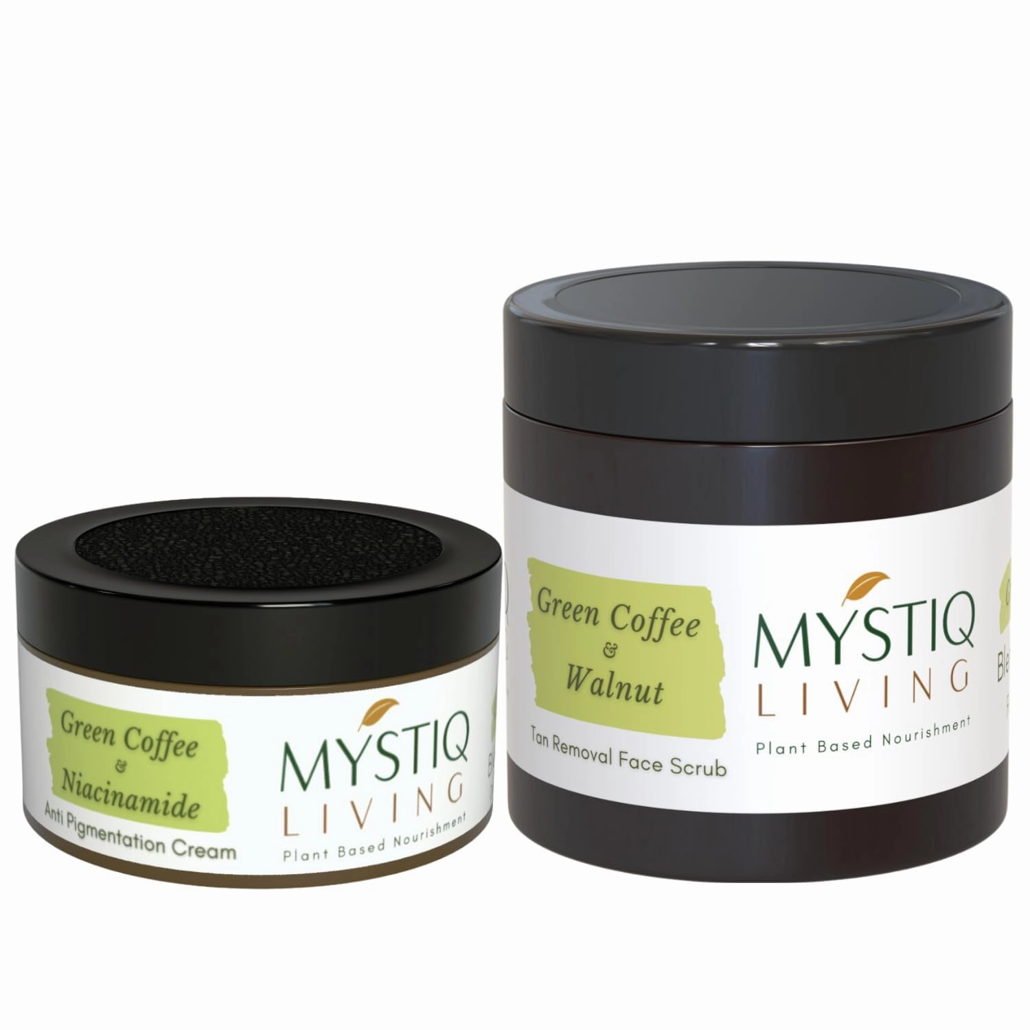 M.y.s.t.i.q L.i.v.i.n.g Green Coffee Blemish Clear Face Scrub and Face Cream for Glowign Skin| Anti Pigmentation, Skin Brightening & Dark Spot Removal