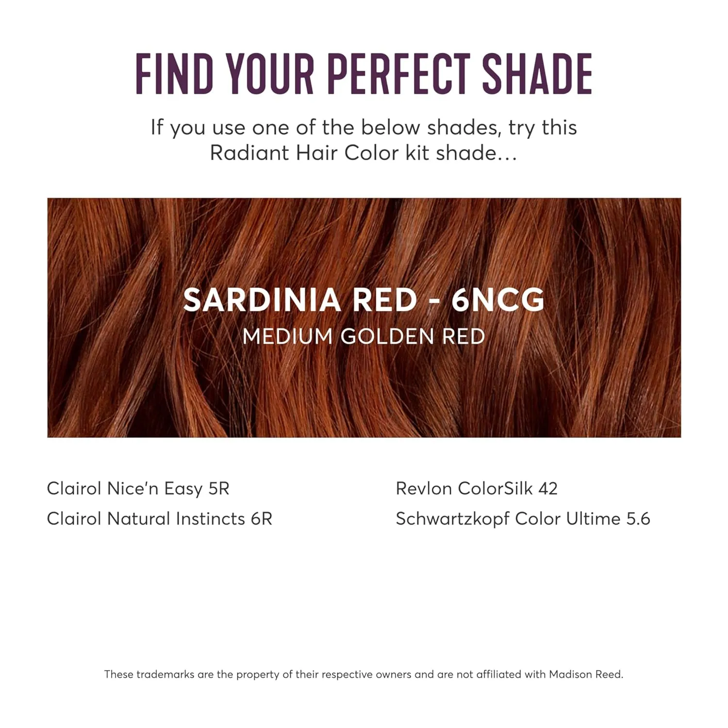 Madison Reed Radiant Hair Color Kit, Medium Amaretto Red for 100% Gray Coverage, Ammonia-Free, 6NCG Sardinia Red, Permanent Hair Dye, Pack of 1