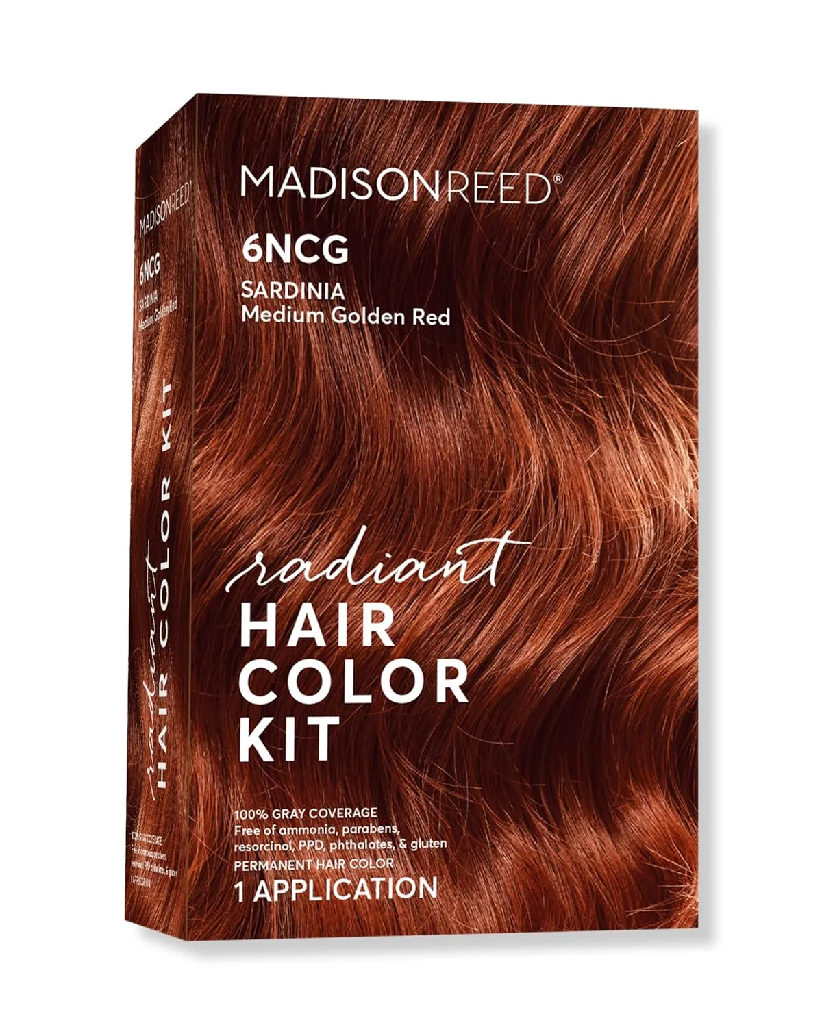Madison Reed Radiant Hair Color Kit, Medium Amaretto Red for 100% Gray Coverage, Ammonia-Free, 6NCG Sardinia Red, Permanent Hair Dye, Pack of 1