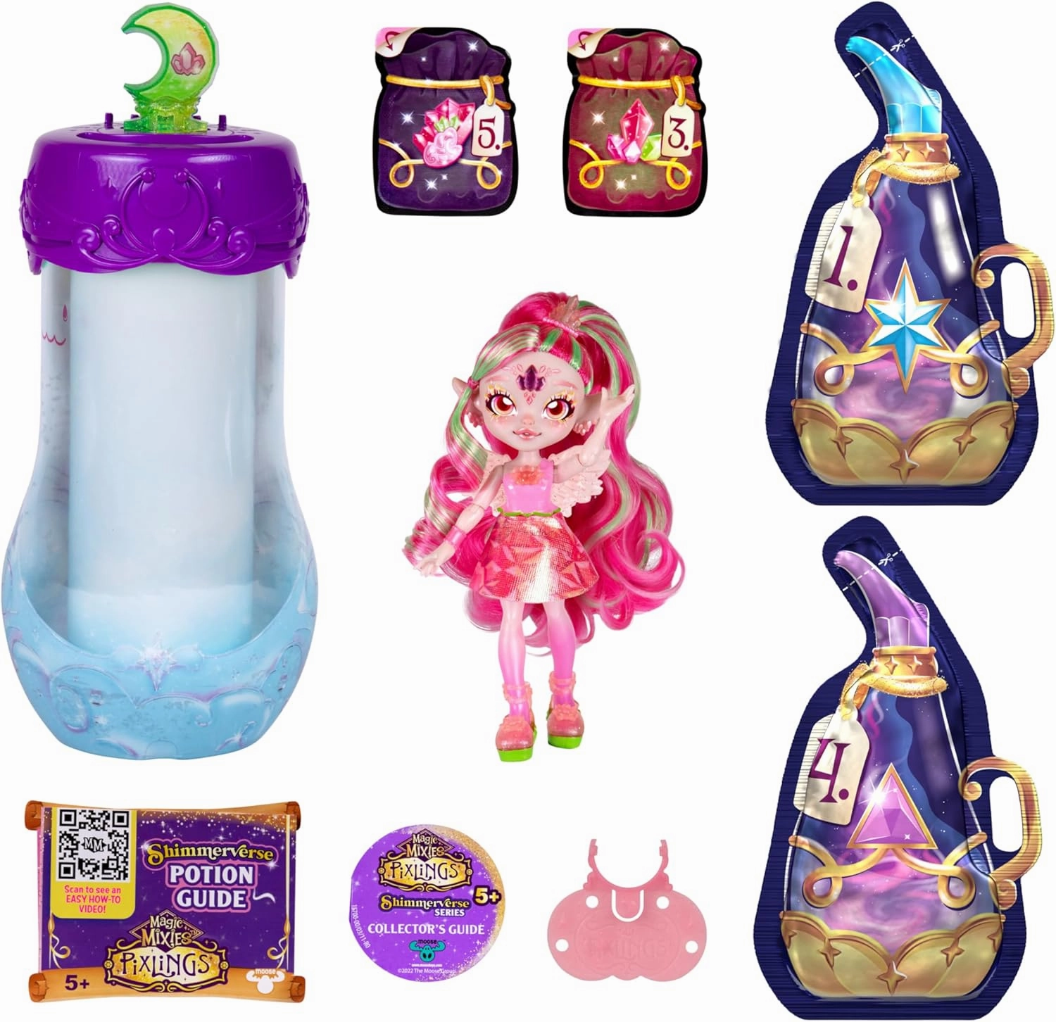 Magic Mixies Shimmerverse Series, Create & Mix Magic Potion to Magically Reveal Faye The Fairy Pixling, This Beautiful 6.5" Shimmerverse Pixling Fashion Doll Appears Inside The Potion Bottle