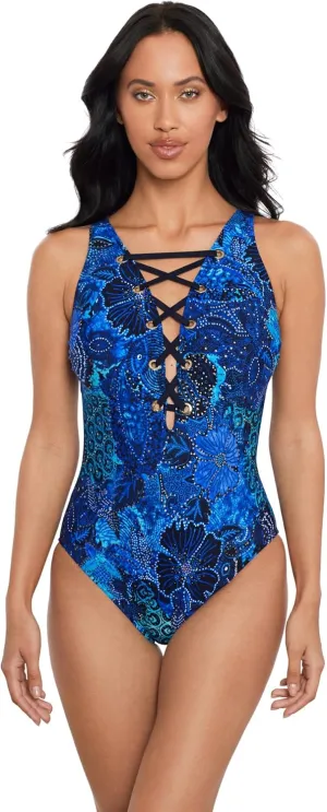 MagicSuit Women's Swimwear Juxtapose Steffi Soft Cup Lace Up One Piece Swimsuit