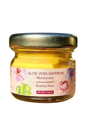 MAHANT Aloe Vera Saffron Moisturizer, Rosehip Rose. All skin types including oily or sensitive skin. Pure alo vera whipped with rosehip oil & rose essential oil. (20g)