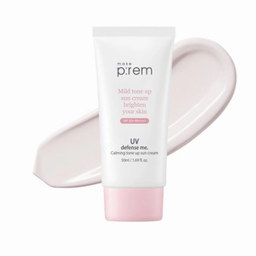 MAKE P:REM UV Defense Me. Calming Tone Up Sunscreen, Non-Nano Zinc Oxide, Reef Safe, Chemical Free, Non-Greasy, SPF 50, Korean Sunscreen,1.69 fl oz, 50ml