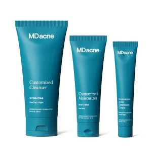 MDacne 3 Step Benzoyl Peroxide Acne Kit - Benzoyl Peroxide Cream 2.5%, Salicylic Acid Cleanser, Niacinamide Moisturizer - Medicated Plant-Based kit for Adult & Teen Acne, 60 Day Kit   Pimple Patches