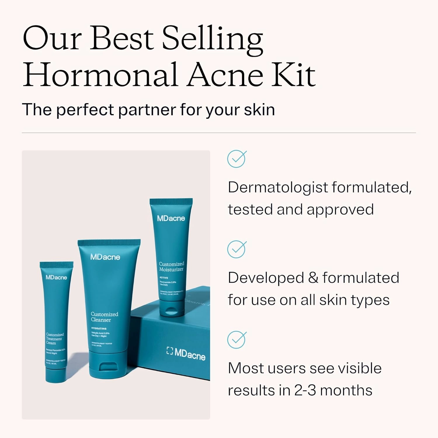 MDacne 3 Step Retinol Acne Kit - Retinol Cream 0.25%, Salicylic Acid Cleanser, Niacinamide Moisturizer - Plant-Based kit for Hormonal Acne, Blemishes, Wrinkles, 60 Day Acne Kit   Pimple Patch Gift