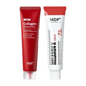 MDP  Clear Skin Set MELANON X CREAM Dark Spot treatment   MDP  RED LACTO COLLAGEN WRAPPING MASK, Glowy Skin
