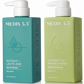 Medix 5.5 Coconut Oil   Manuka Honey Moisturizing Body Cream   Glycolic Acid   Lactic Acid Exfoliating Body Wash Set