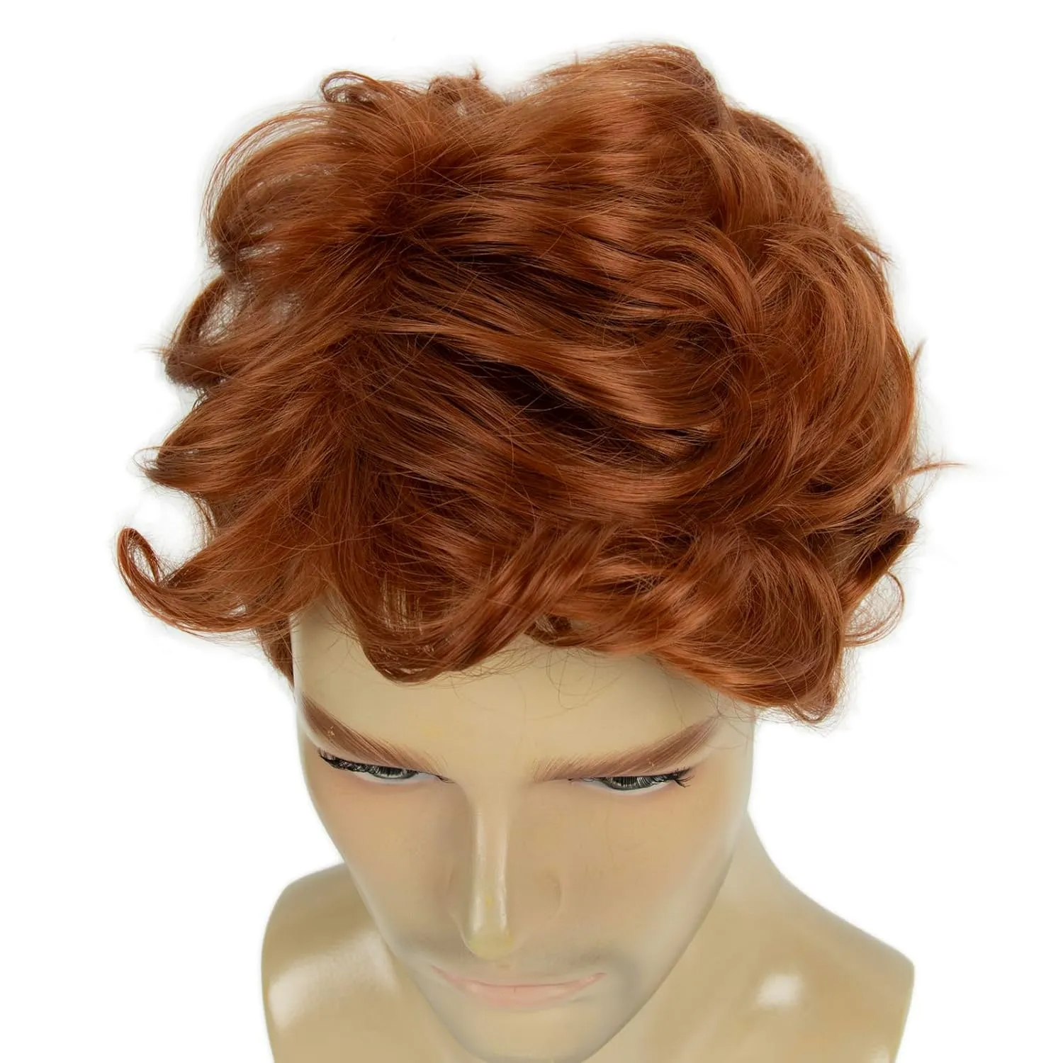 Men Wigs Short Layered Orange Wig Synthetic Heat Resistant Wavy Textured Natural Halloween Cosplay Hair Wig