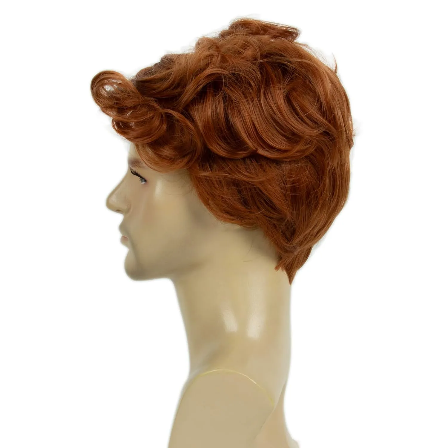 Men Wigs Short Layered Orange Wig Synthetic Heat Resistant Wavy Textured Natural Halloween Cosplay Hair Wig