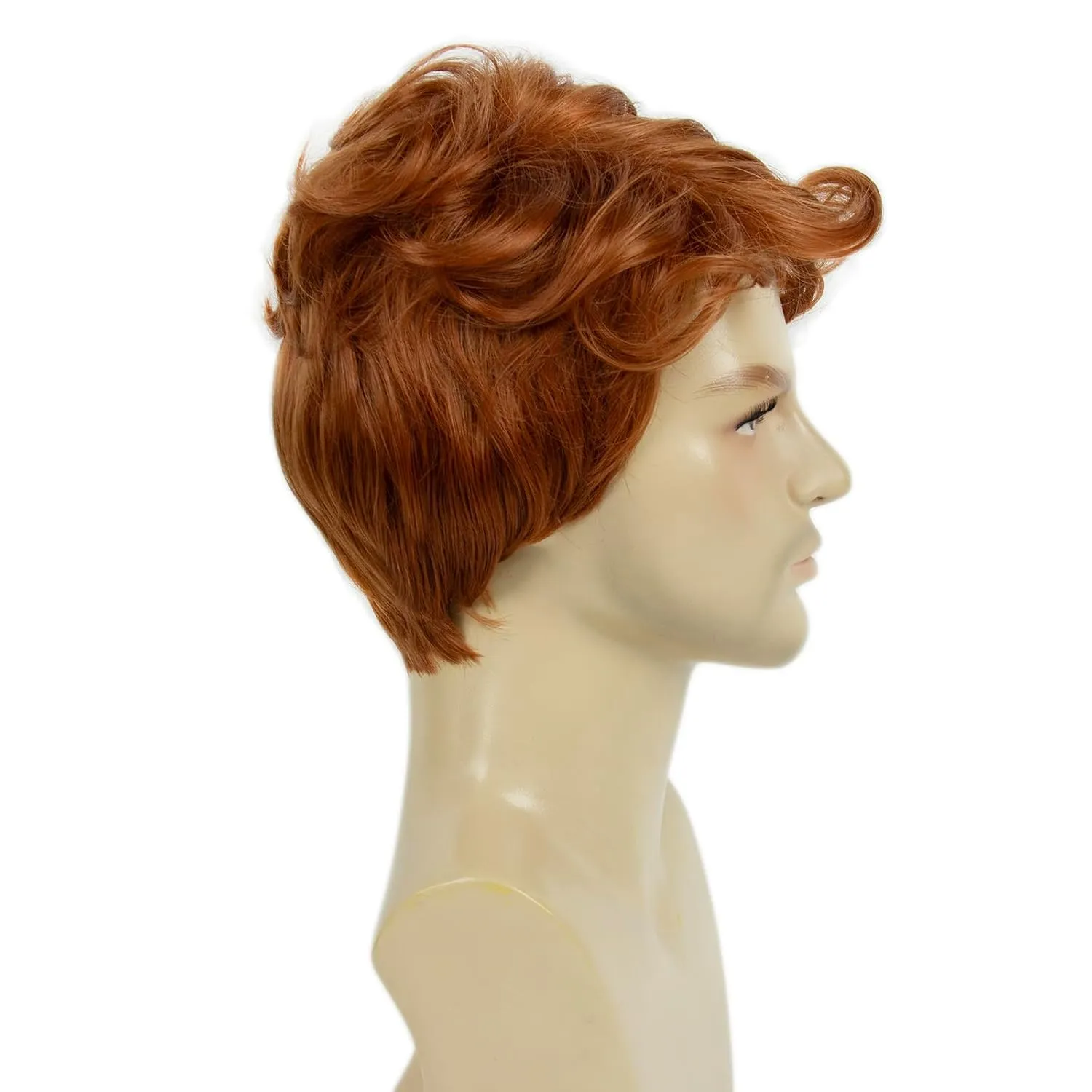 Men Wigs Short Layered Orange Wig Synthetic Heat Resistant Wavy Textured Natural Halloween Cosplay Hair Wig
