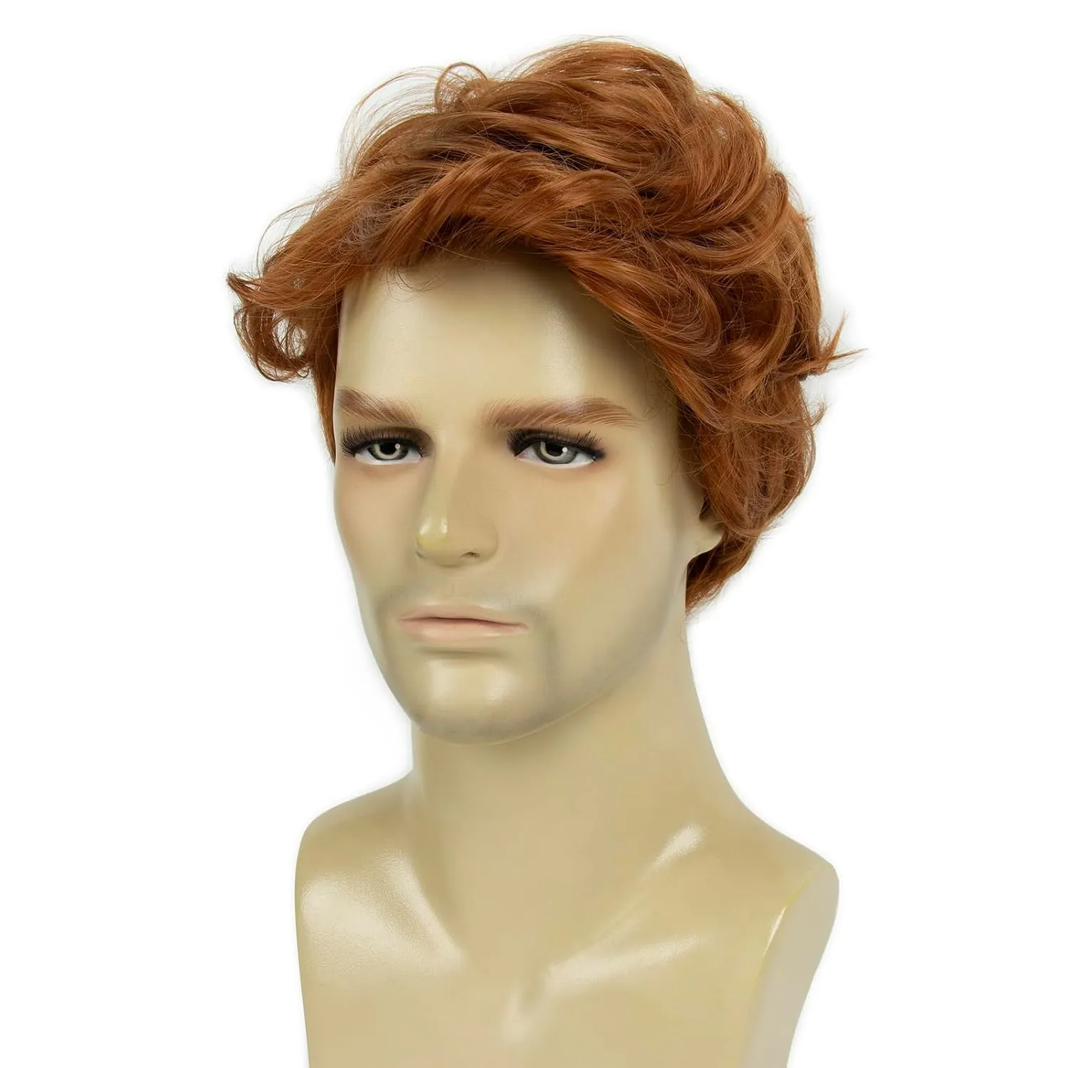Men Wigs Short Layered Orange Wig Synthetic Heat Resistant Wavy Textured Natural Halloween Cosplay Hair Wig