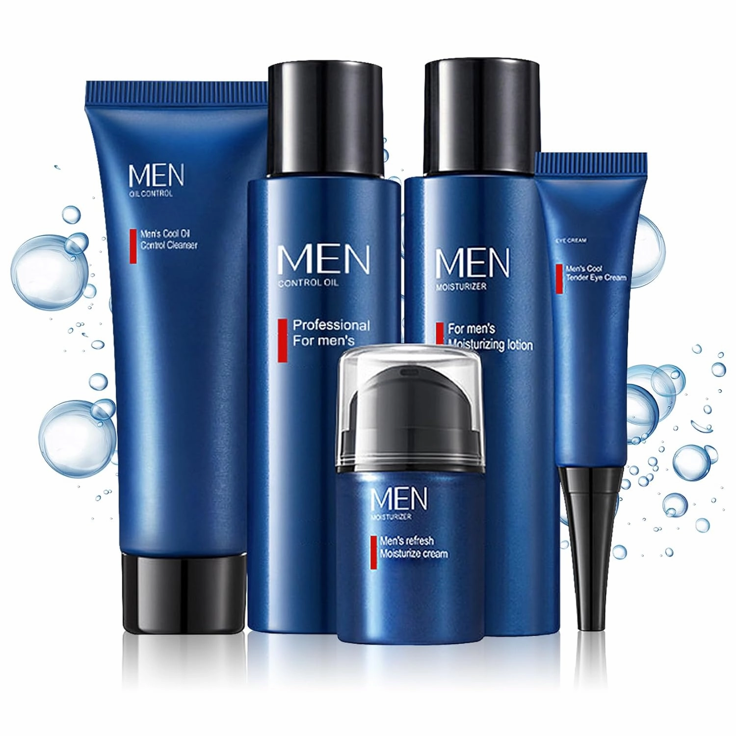 Men Skin Care Kit,Refreshing Skincare Set for Face Wash,Eye Cream,Face Serum,Toner,Moisturizer,Deep Hydrating Men Skincare Gift Set for All Skin Types (5PCS)
