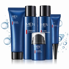 Men Skin Care Kit,Refreshing Skincare Set for Face Wash,Eye Cream,Face Serum,Toner,Moisturizer,Deep Hydrating Men Skincare Gift Set for All Skin Types (5PCS)