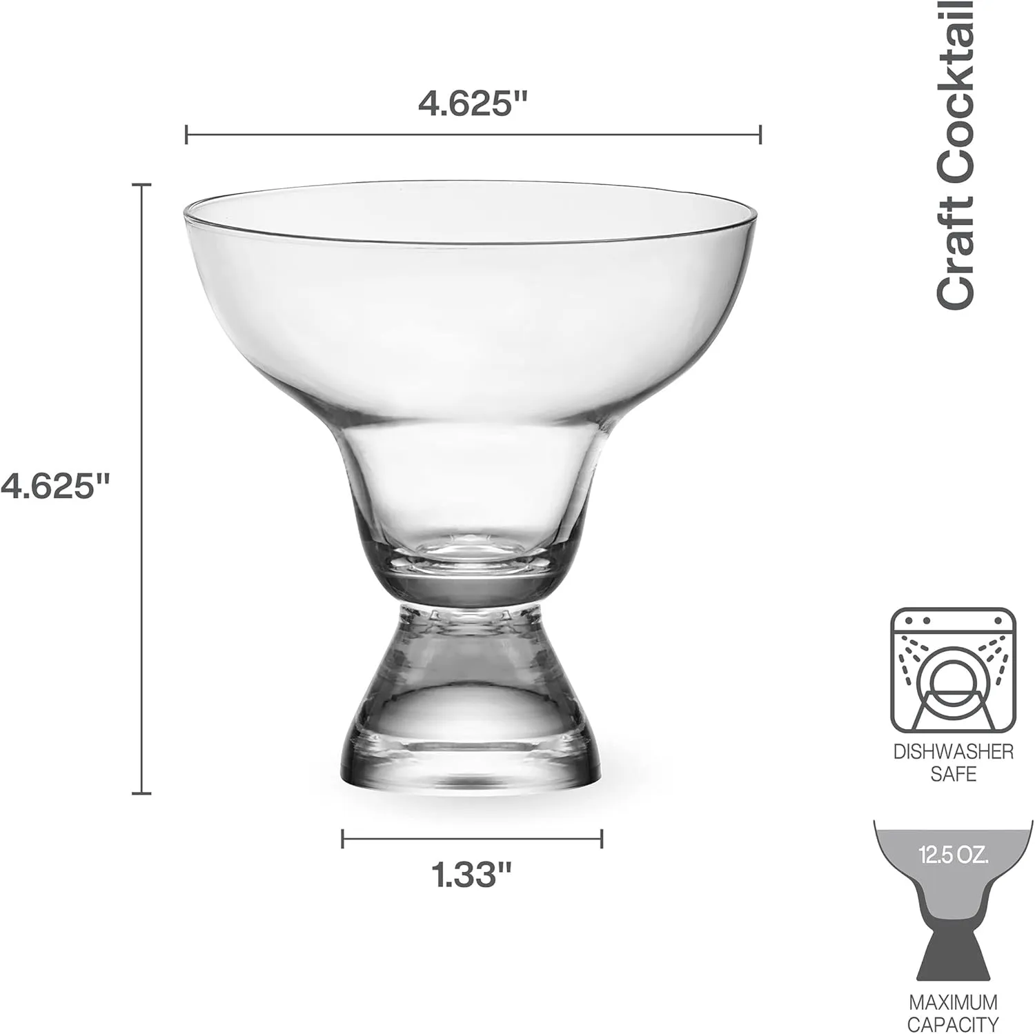 Mikasa Craft Cocktail Set of 4 Stemless Margarita Glasses, 12.5-Ounce, Clear