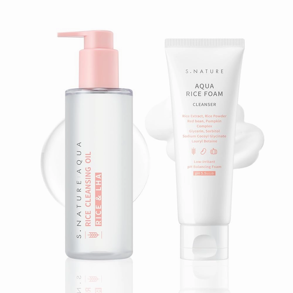 Mild Cleanser Duo For Faicial Cleansing: Aqua Rice Cleansing Oil 200ml   Aqua Rice Foam Cleanser 160ml