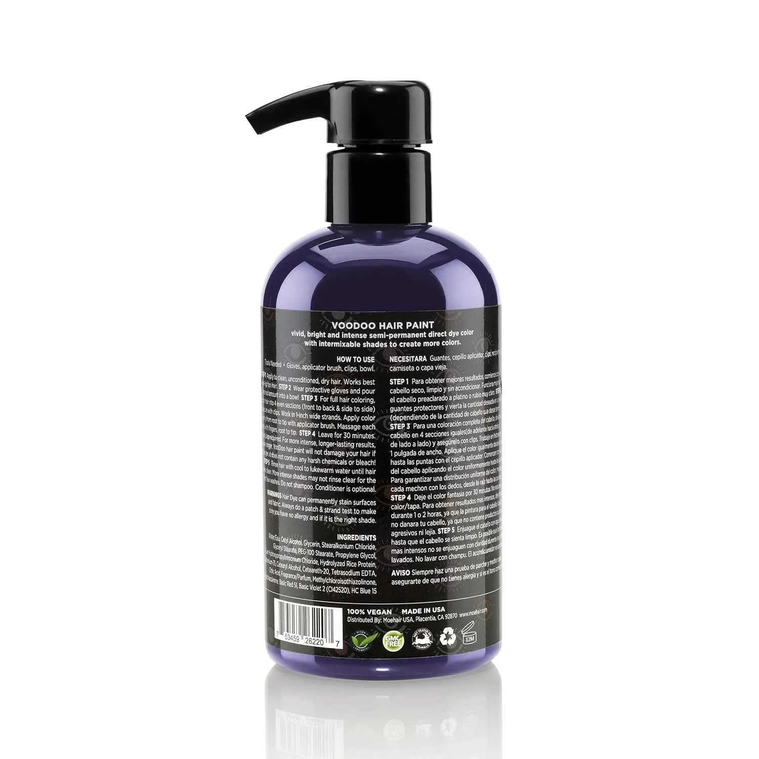 MOEHAIR VOODOO Purple Hair Paint (Aura), 8 Oz | Vegan & Cruelty-Free Purple Hair Dye | Ammonia, Sulfate & Paraben-Free | Vivid & Bright Intermixable Temporary Hair Color