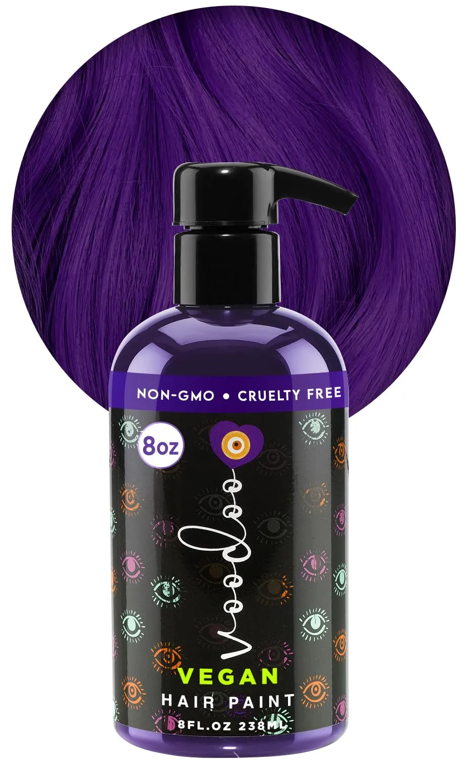 MOEHAIR VOODOO Purple Hair Paint (Aura), 8 Oz | Vegan & Cruelty-Free Purple Hair Dye | Ammonia, Sulfate & Paraben-Free | Vivid & Bright Intermixable Temporary Hair Color