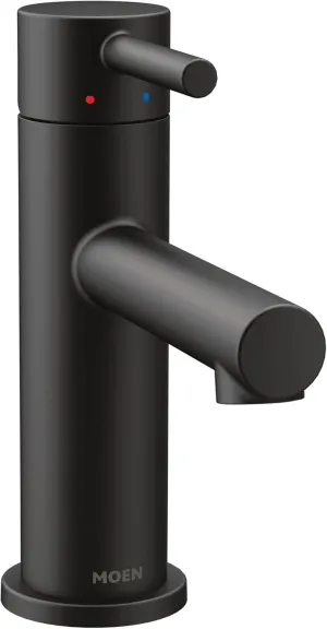 Moen Align Matte Black One-Handle Modern Bathroom Faucet with Drain Assembly and Optional Deckplate, 6190BL
